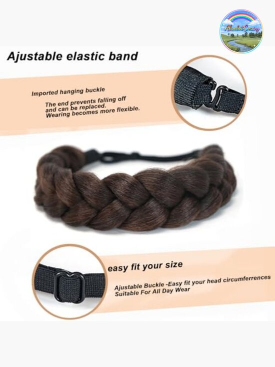 Bohemian Oversized Braided Headband Wide Braids Adjustable Elastic Strap main image 6